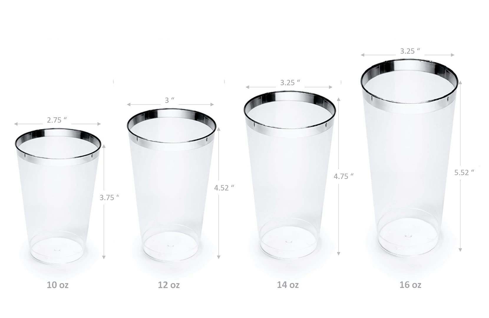 ' OCCASIONS '' 400 Pieces Wedding Party Disposable Plastic tumblers Cups (10 Oz  Clear & Silver Rimmed Tumbler)