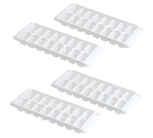 Kitch Easy Release White Ice Cube Tray, 16 Cube Trays (Pack Of 4) (4 Pack - 64 Cubes)