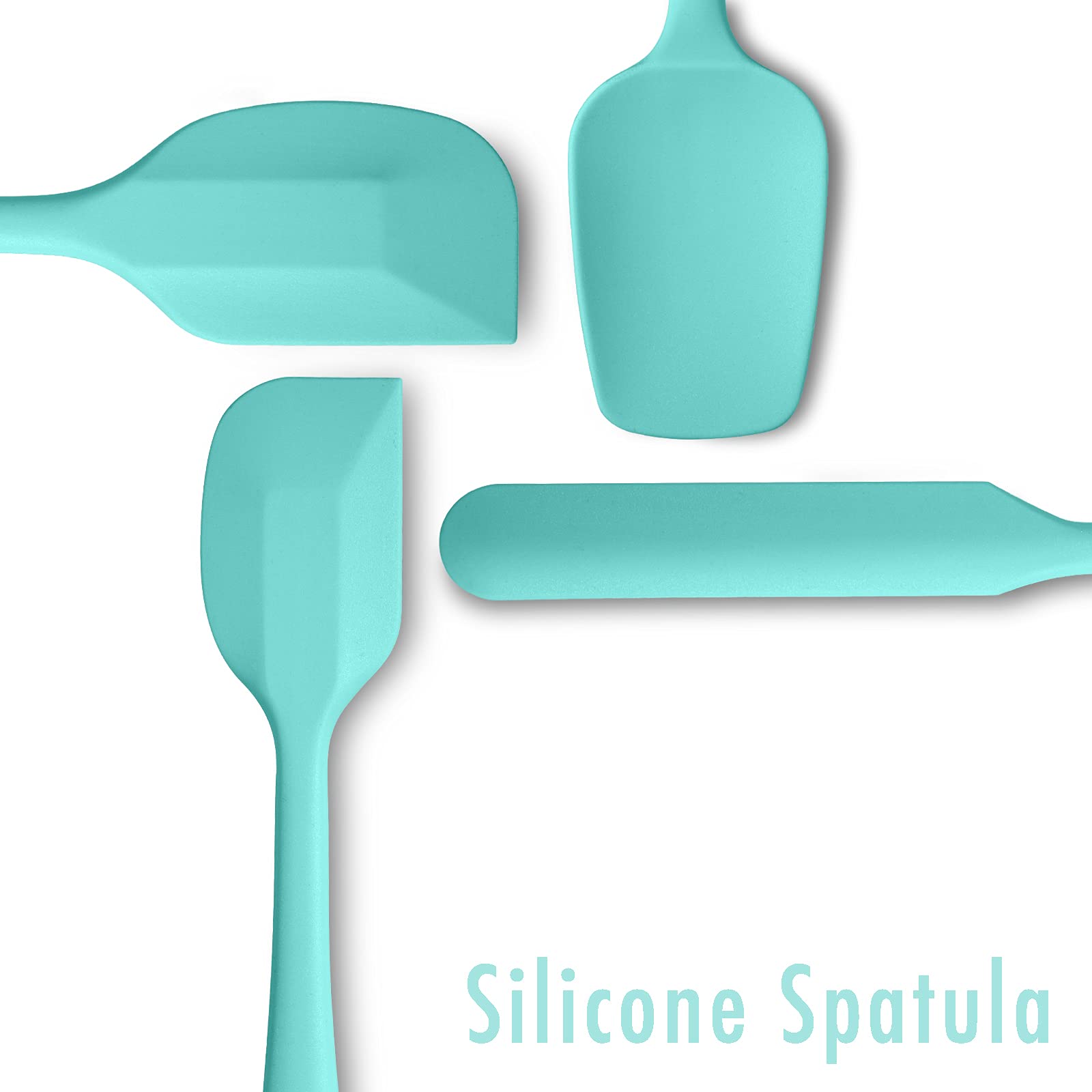 4 Piece Silicone Spatula Set, Flexible Heat Resistant Non-Scratch Baking Cooking Rubber Spatulas With Stainless Steel Core, Aqua