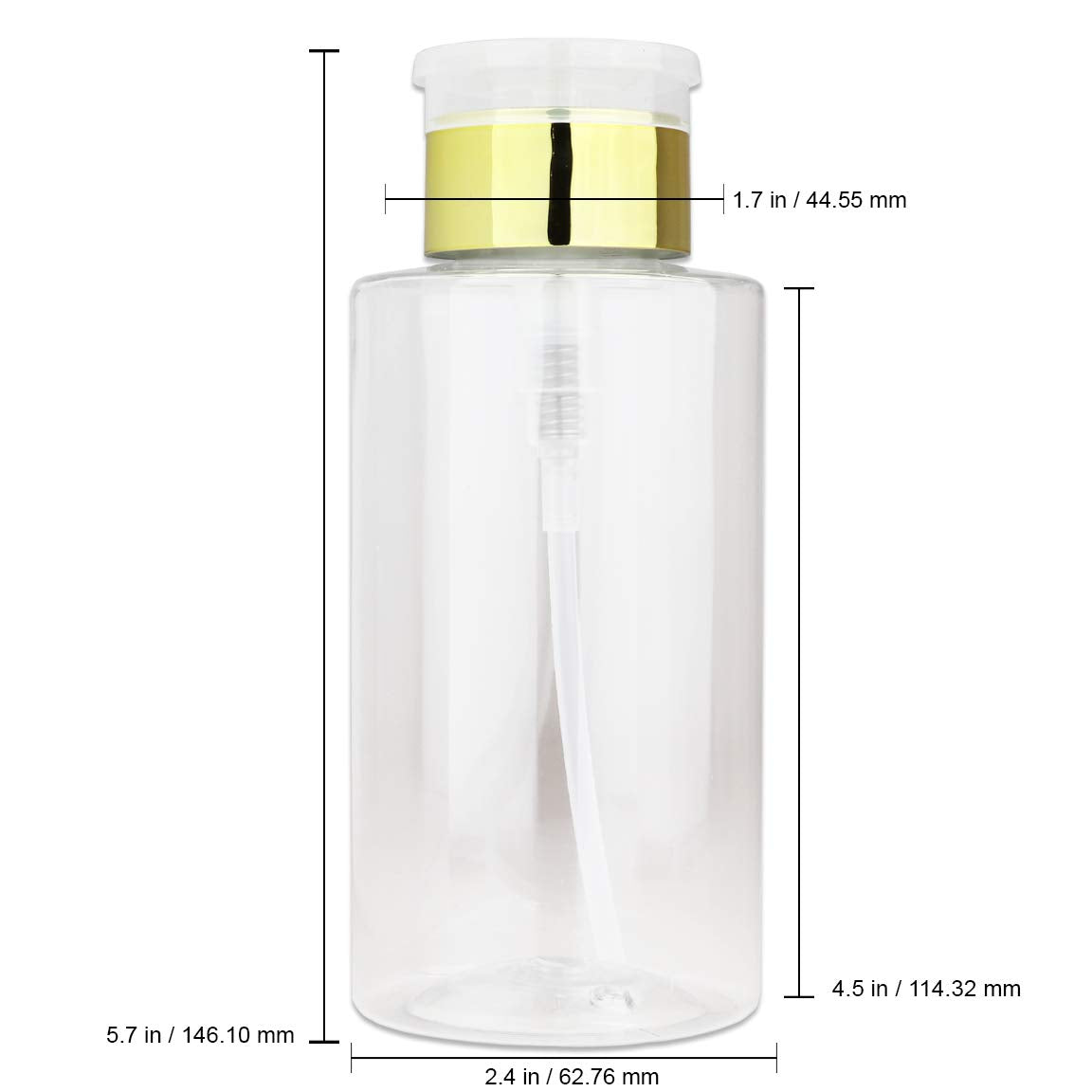 10Oz Gold Push-Down Dispenser Bottle - 1 Bottle - Empty Refillable Pump Bottle For Nail Polish Remover