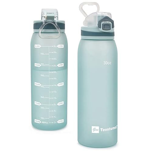 Teentumn Time Marker Water Bottle Gym  30oz Large Durable Bottle for Workout Sport Travel Water Tracker (Pack of 1)
