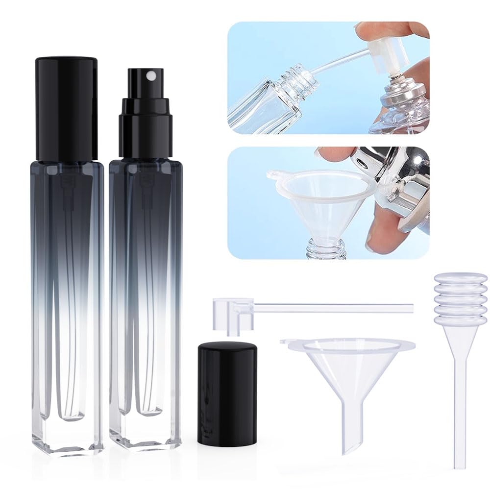 Seafulee 5Pcs Cologne Perfume Atomizer Empty,10Ml Mini Perfume Bottles Refillable With Dispenser Tools, Pocket Perfume Spray Bot