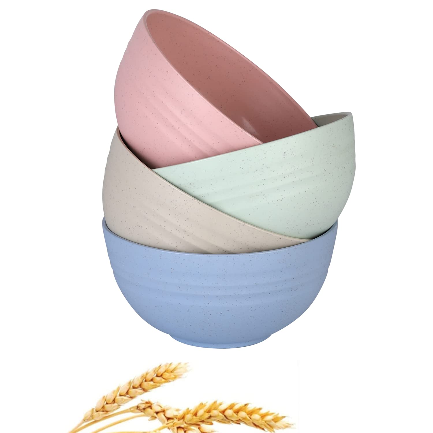 Wanby Lightweight Wheat Straw Cereal Bowls Unbreakable Dinner Dishes Bowl Set Dishwasher & Microwave Safe (Small 4 Pack 4.5')