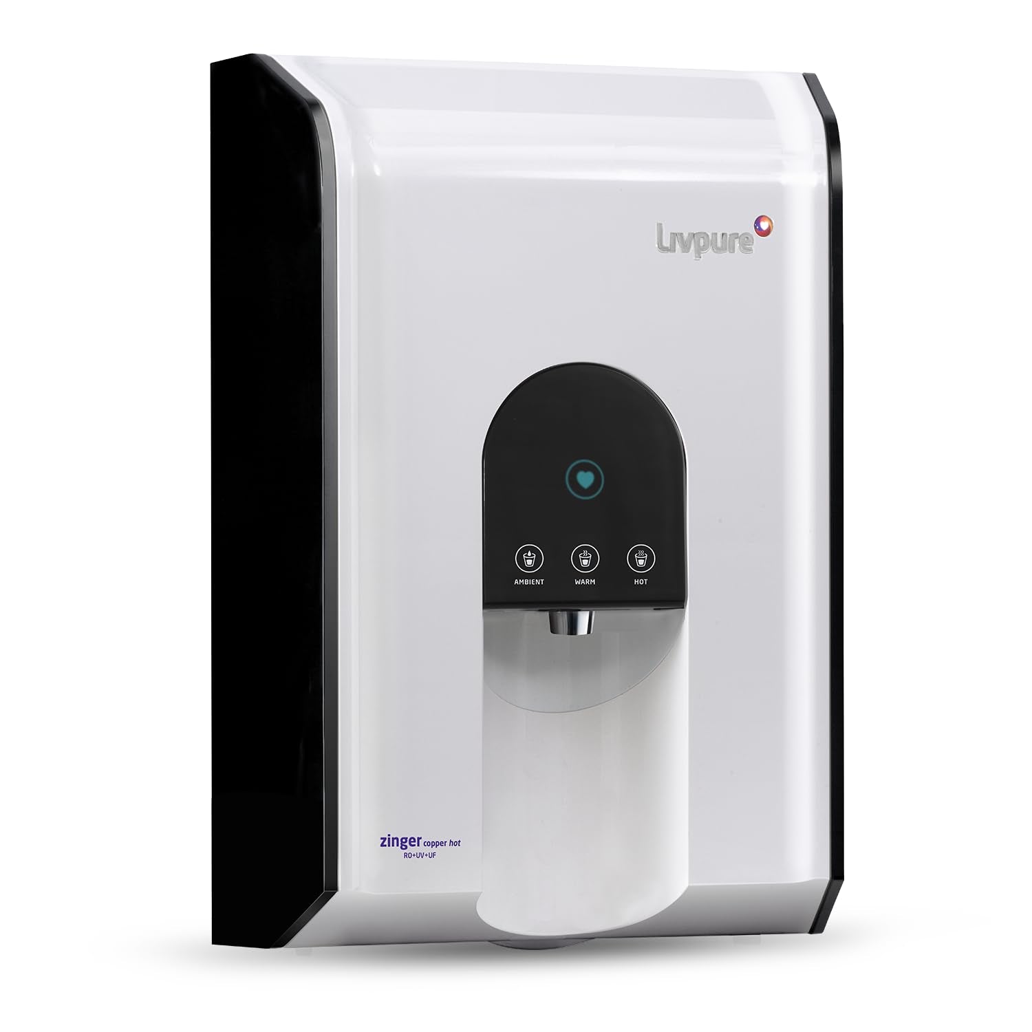 Livpure Zinger Copper Hot With Water Saving Technology And Interactive Touch Display, Ro+Uv+Uf+Copper, 6.5L Storage, Instant Hot