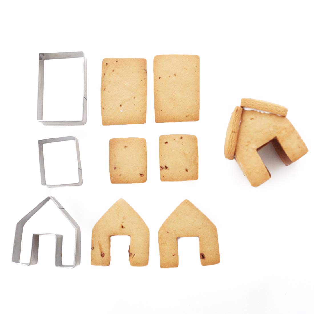 Zavaca 3 Pcs Stainless Steel Christmas Mini House Mold Gingerbread Cookie Cutter Set Cupcake Chocolate House (Small)