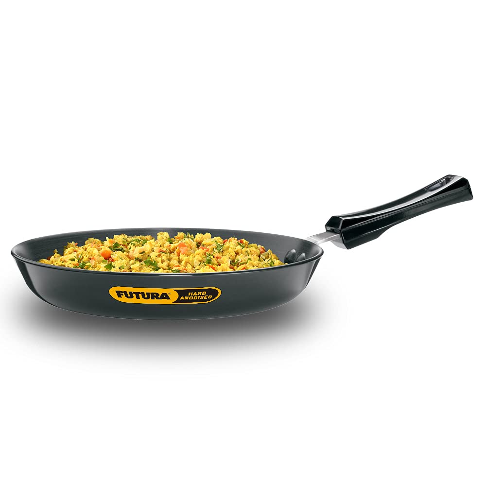 Hawkins Futura 24 Cm Frying Pan, Hard Anodised Fry Pan, Induction Frying Pan, Black (Iaf24)