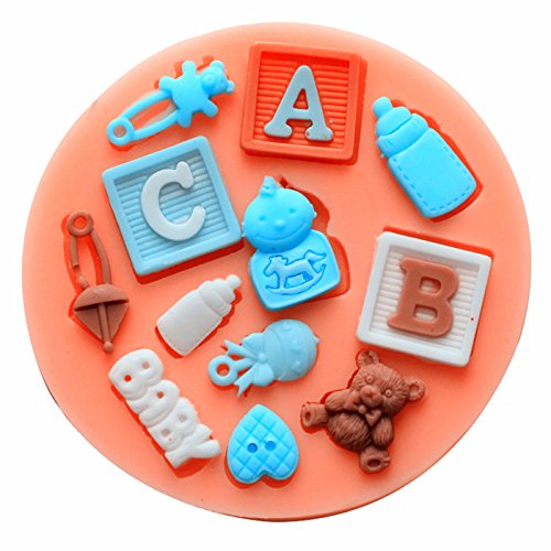 Longzang Baby Shower Fondant Silicone Candy Molds Cake Decorating Tools, Small, Pink