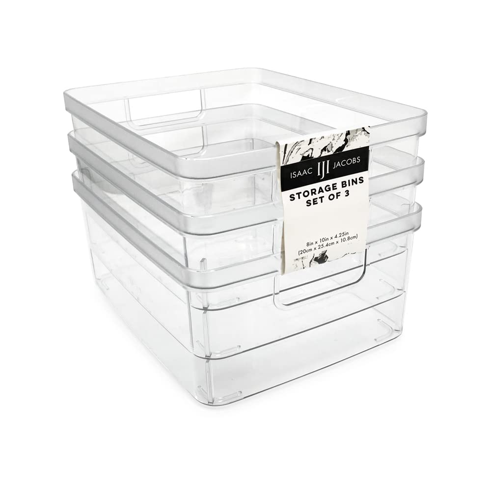 Isaac Jacobs 3-Pack Medium Clear Storage Bins (8