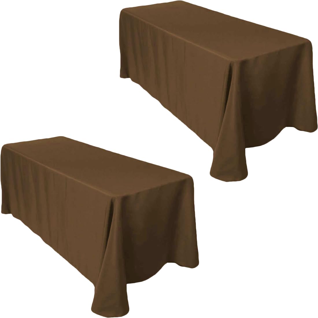 Ltc Linens 2-Pack Rectangular Tablecloths 90 In X 132 In With Rounded Corners - Chocolate Table Cloths For 6 Ft Rectangle Tables