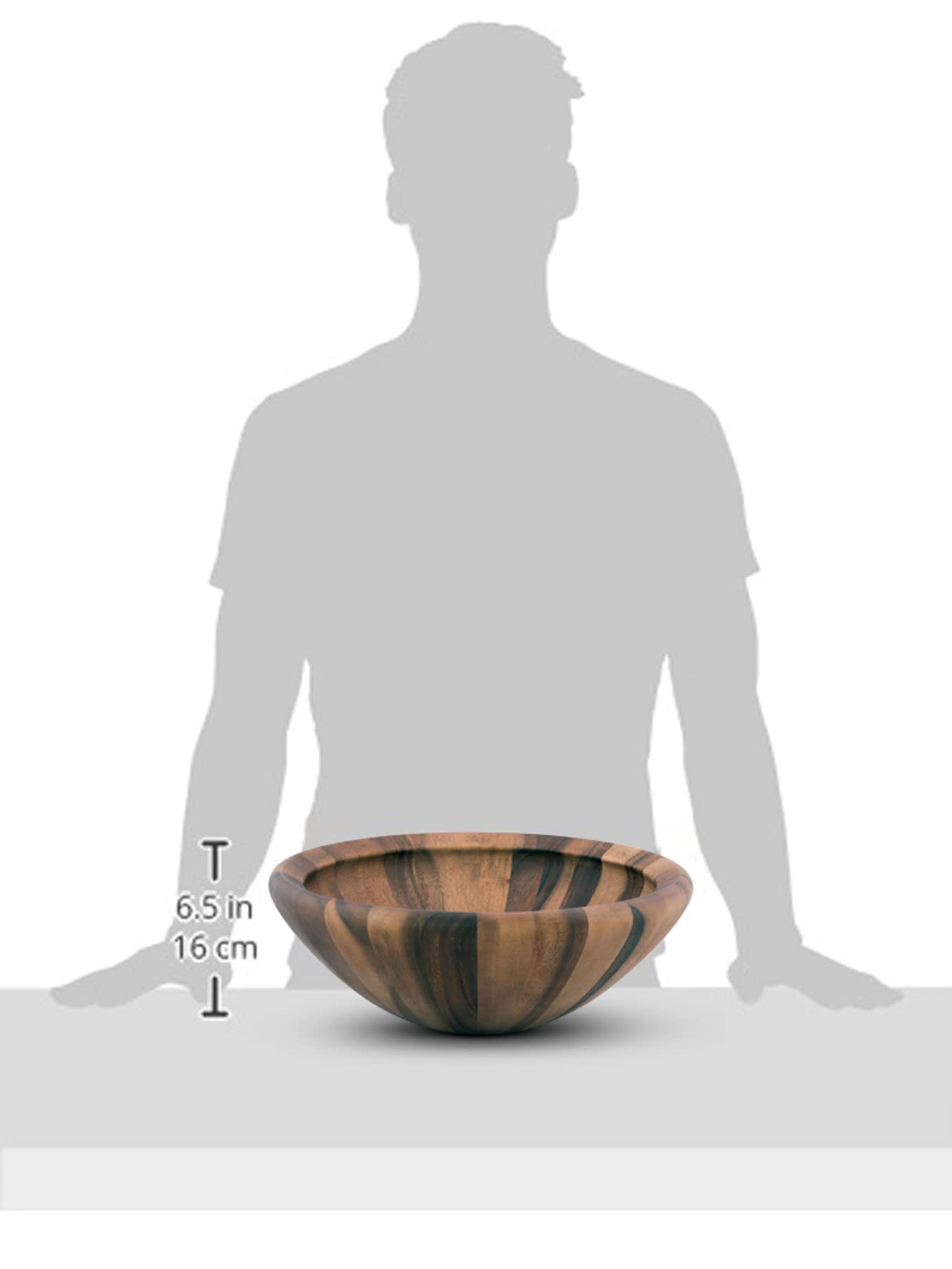 Arthur Court Acacia Wood Modern Bowl For Fruits Or Salads 6 Inch Tall 16 Inch Diameter Wavy Large