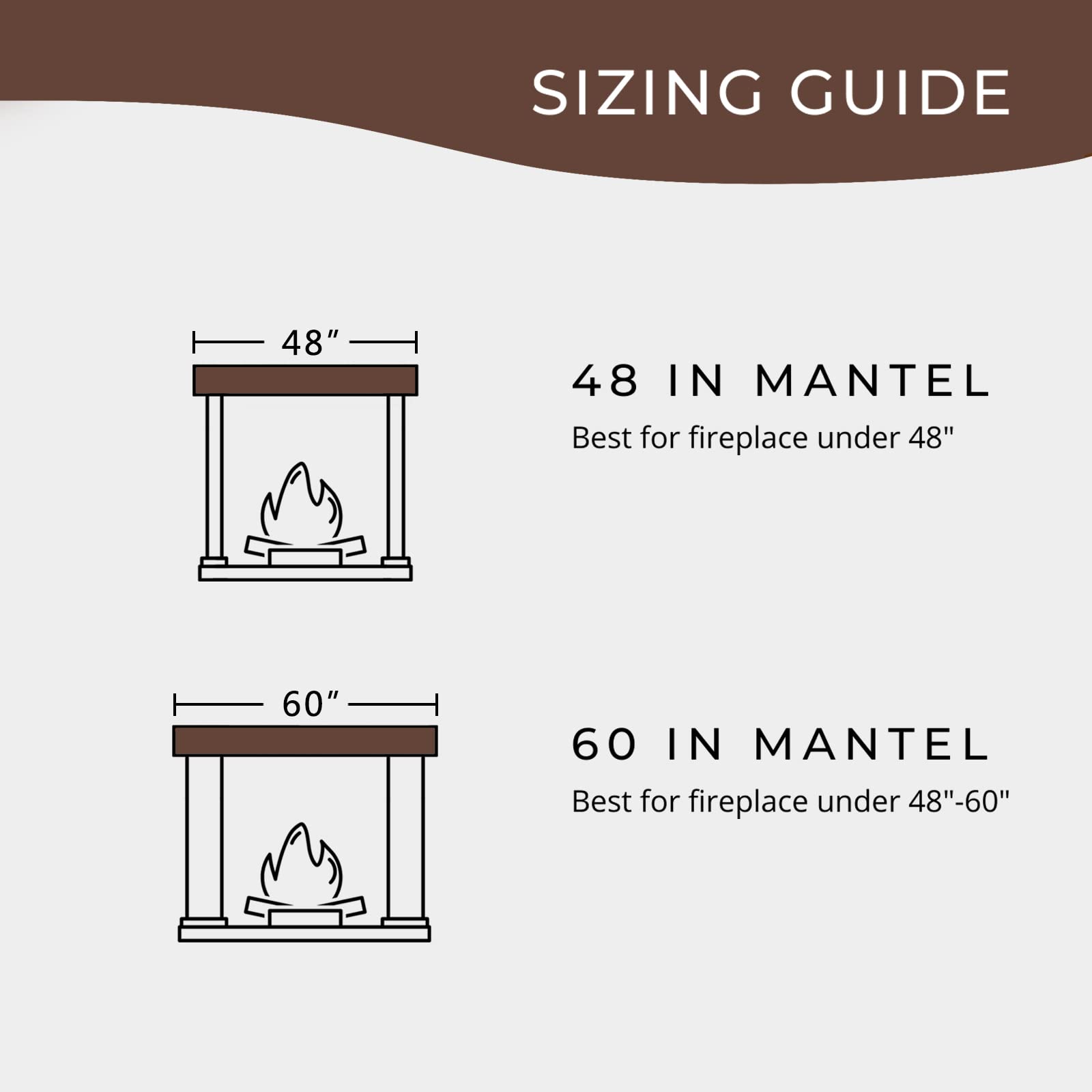 Welland 60 - Inch Fireplace Mantel Shelf, Real Wood Floating Wall Shelf, Walnut Color, Pinewood