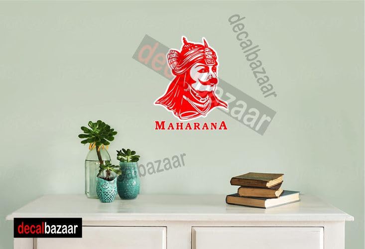 decalbazaar Vinyl Maharana Pratap Singh Glossy Glass Wall Vehicle Sticker, 11 x 8.5 Inches Red