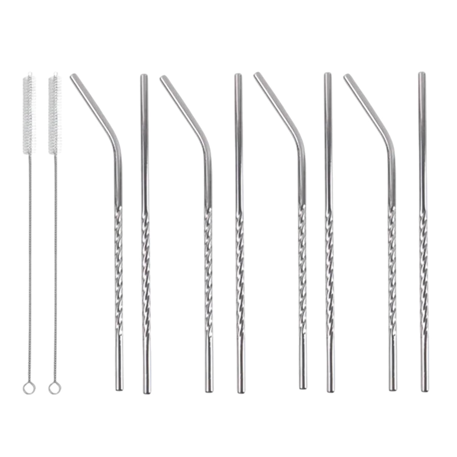 Oblivion Stainless Steel Straws With Cleaning Brush For Kids & Adults | Reusable BpaFree Steel Straws | (4 Bent, 4 Straight Str