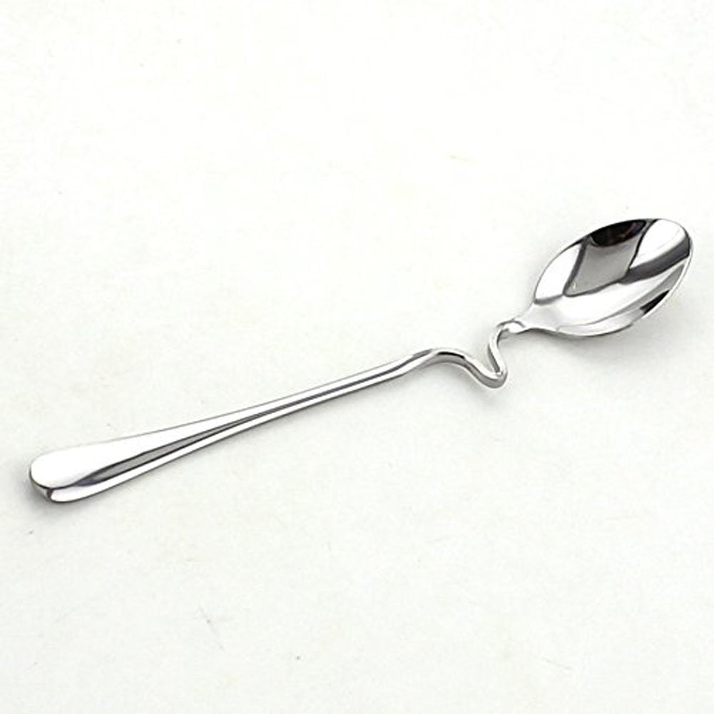10Pcs Stainless Steel Honey Milk Coffee Mixing Spoons Teaspoon With Curved Handle - 7 Inch Long