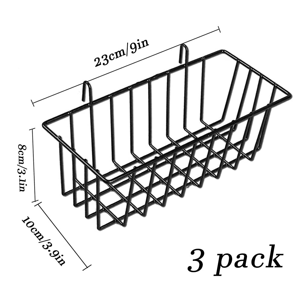 Gddochn 3 Pack Wall Grid Panel Hanging Wire Basket,Wall Storage And Display Basket,Grid Wall Storage Basket For Kitchen,Home Dec