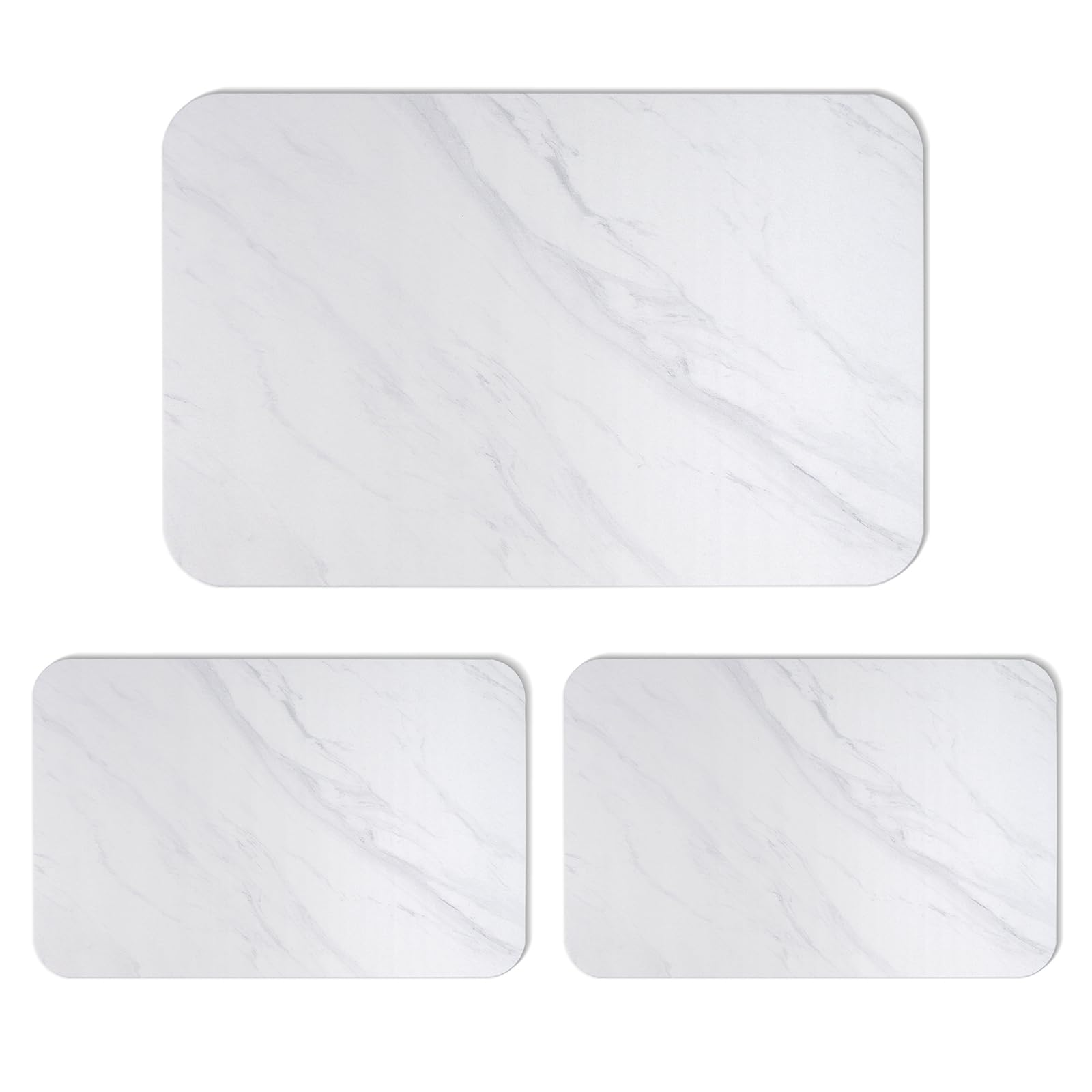 Stone Bath Mat, 3 Pack Diatomaceous Earth Shower Mat, Non-Slip Super Absorbent Quick Drying Bathroom Floor Mat(23.62X15.35Inch,