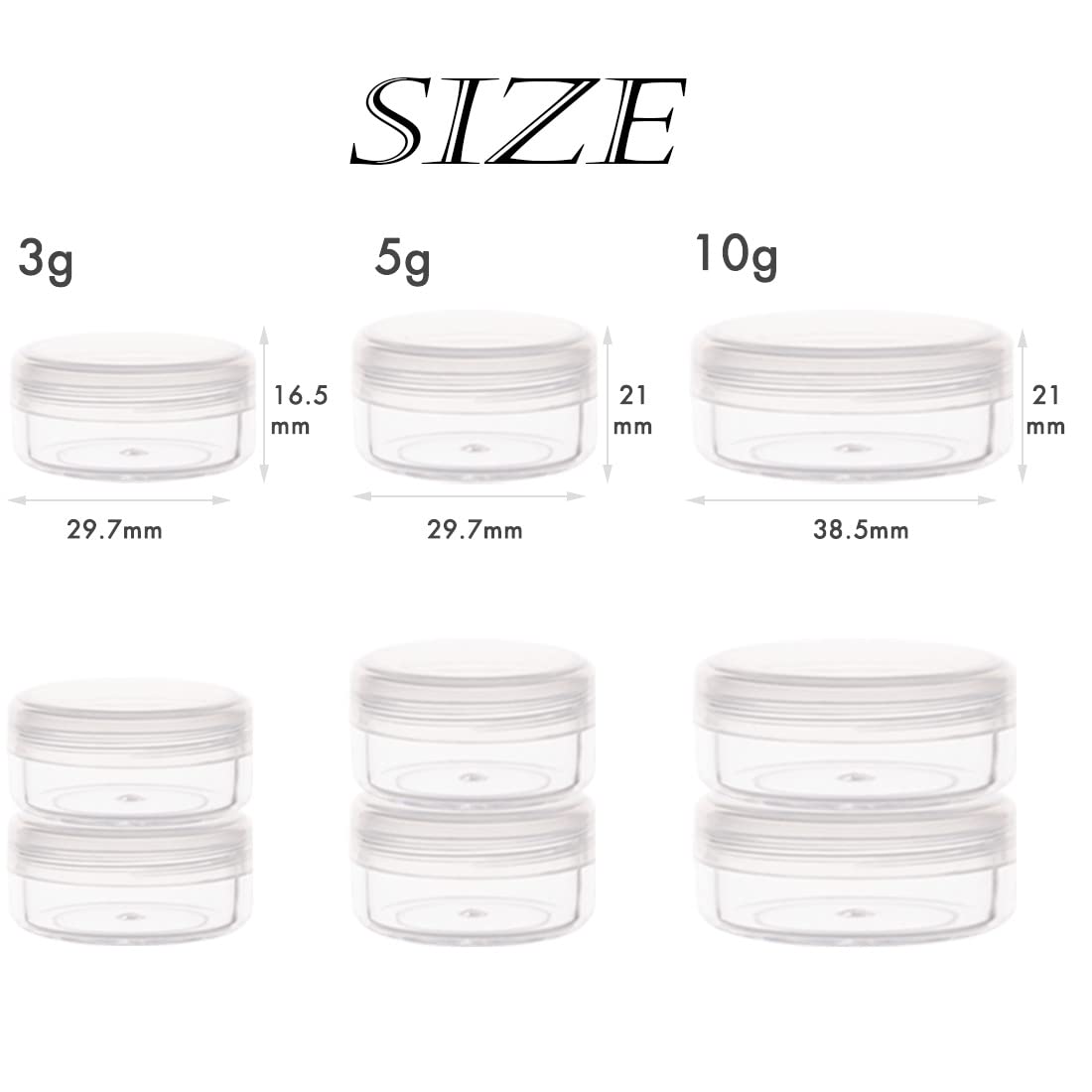 Zejia 5 Gram Sample Containers With Lids, Mini Makeup Containers, Empty Plastic Travel Cosmetic Containers With Labels(200 Count