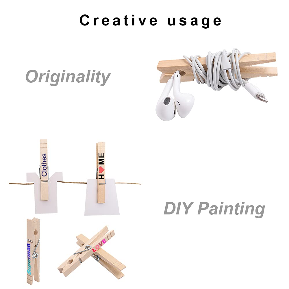 Clothes Pins Wood For Hanging Clothes,3.5 Inch?100Pcs? Heavy Duty Wooden Clothespins,Clothes Pins For Craft,Wooden Clips For Pic