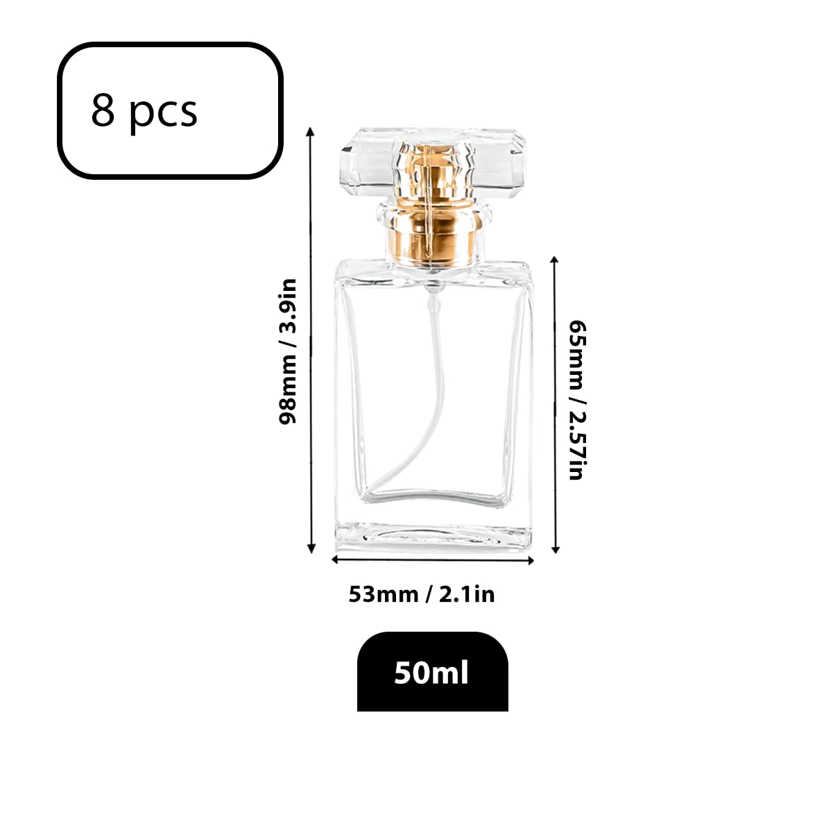 Glass Perfume Bottle Empty Refillable 8Pack Clear Travel Perfume Spray Atomizer Bottle 50Ml Perfume Fine Mist Spray Bottle Perfu