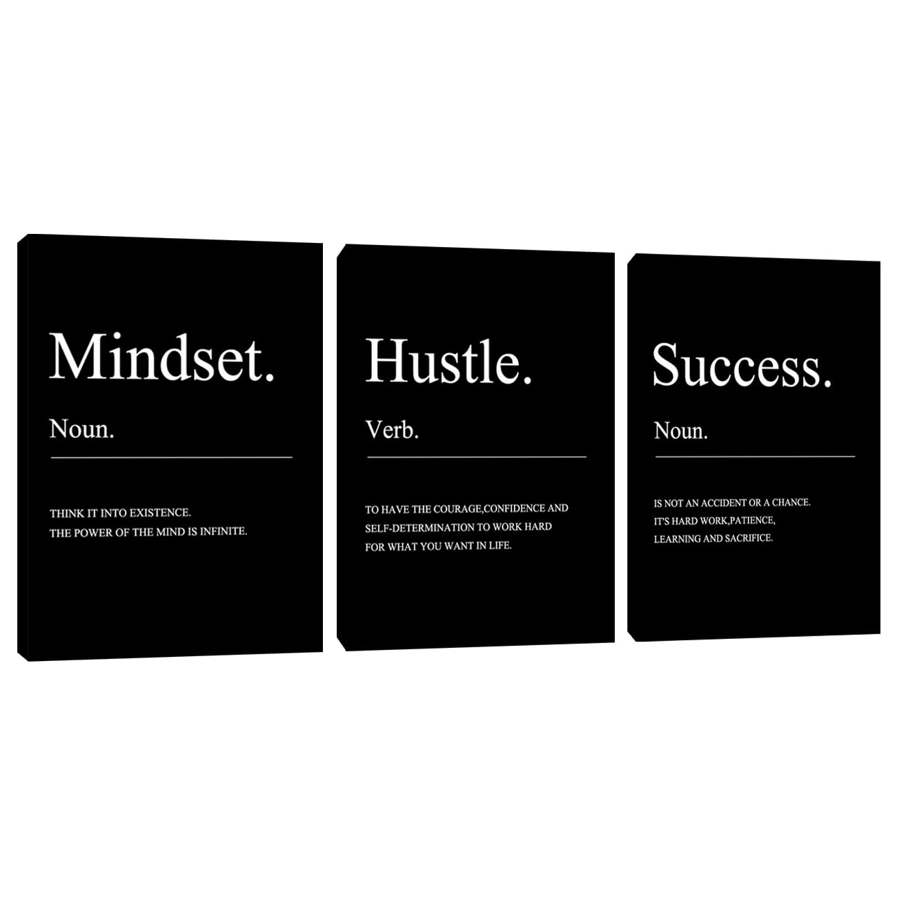 Motivational Wall Decor Black Mindset Canvas Wall Art Hustle Posters Prints Inspirational Entrepreneur Quote Office Decor Succes