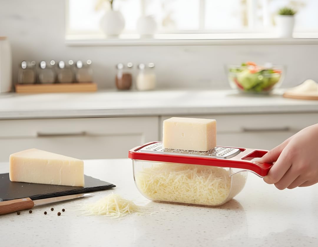 Vegetable Grater With Pot And Lid, Food Grade Stainless Steel MultiFunctional,Cheese Gretar And Food Container Manual Kitchen G