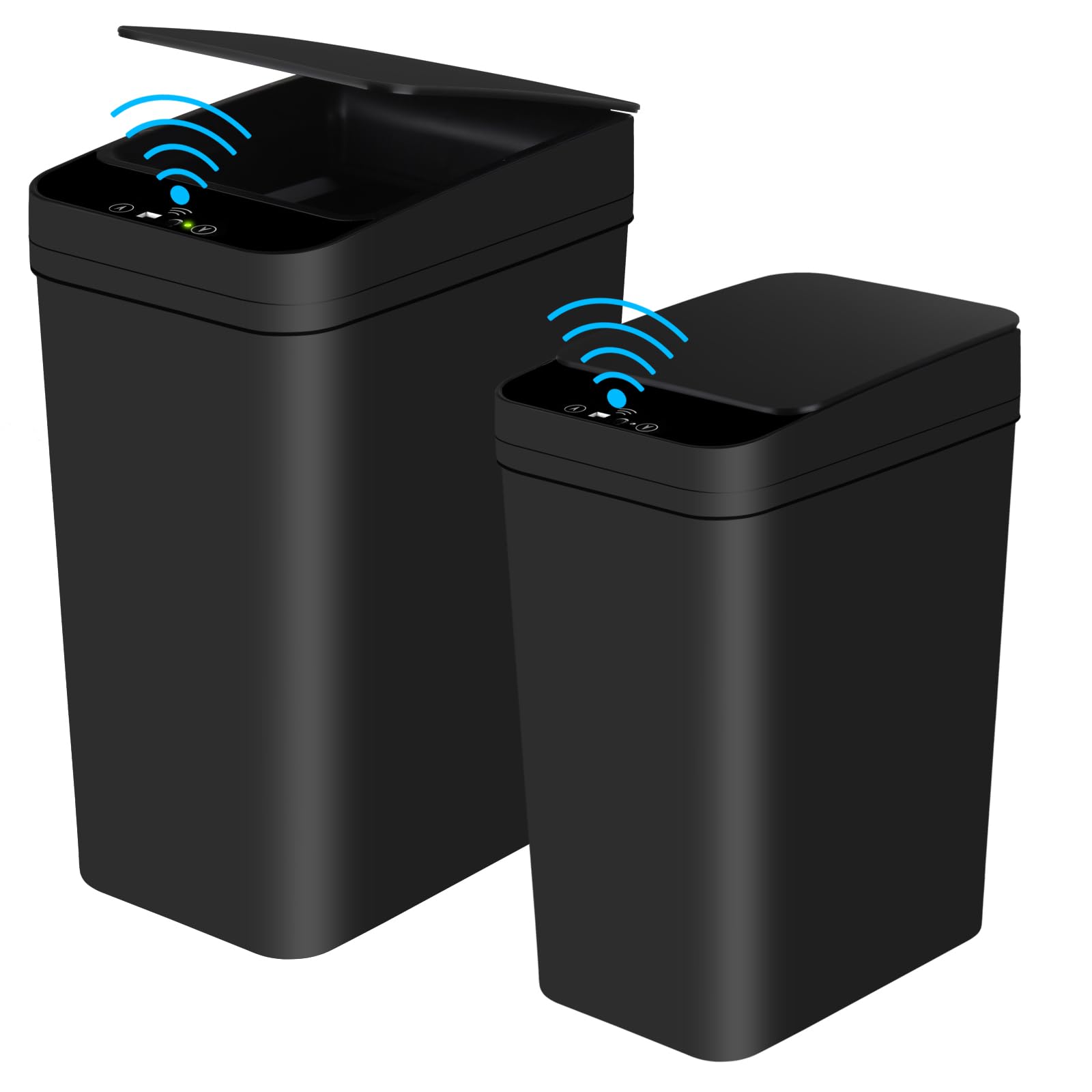 Anborry Bathroom Automatic Trash Can 2 Pack 2.2 Gal & 4 Gal Touchless Motion Sensor Small Garbage Can With Lid Smart Electric Na