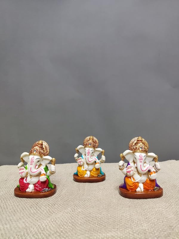Pratima Ganpati/Ganesha Murti For Gift, Home, Ganesh Bappa Vastu God Idol Statue For Daily Pooja (Size : 4 X 6.3 X 9, Orange)