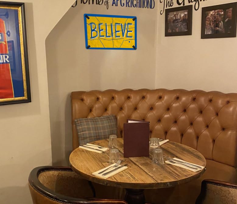 Flinelife Large Torn Believe Sign, 16x12, Believe Metal Motivational Wall Art Decor - Perfect for Fans