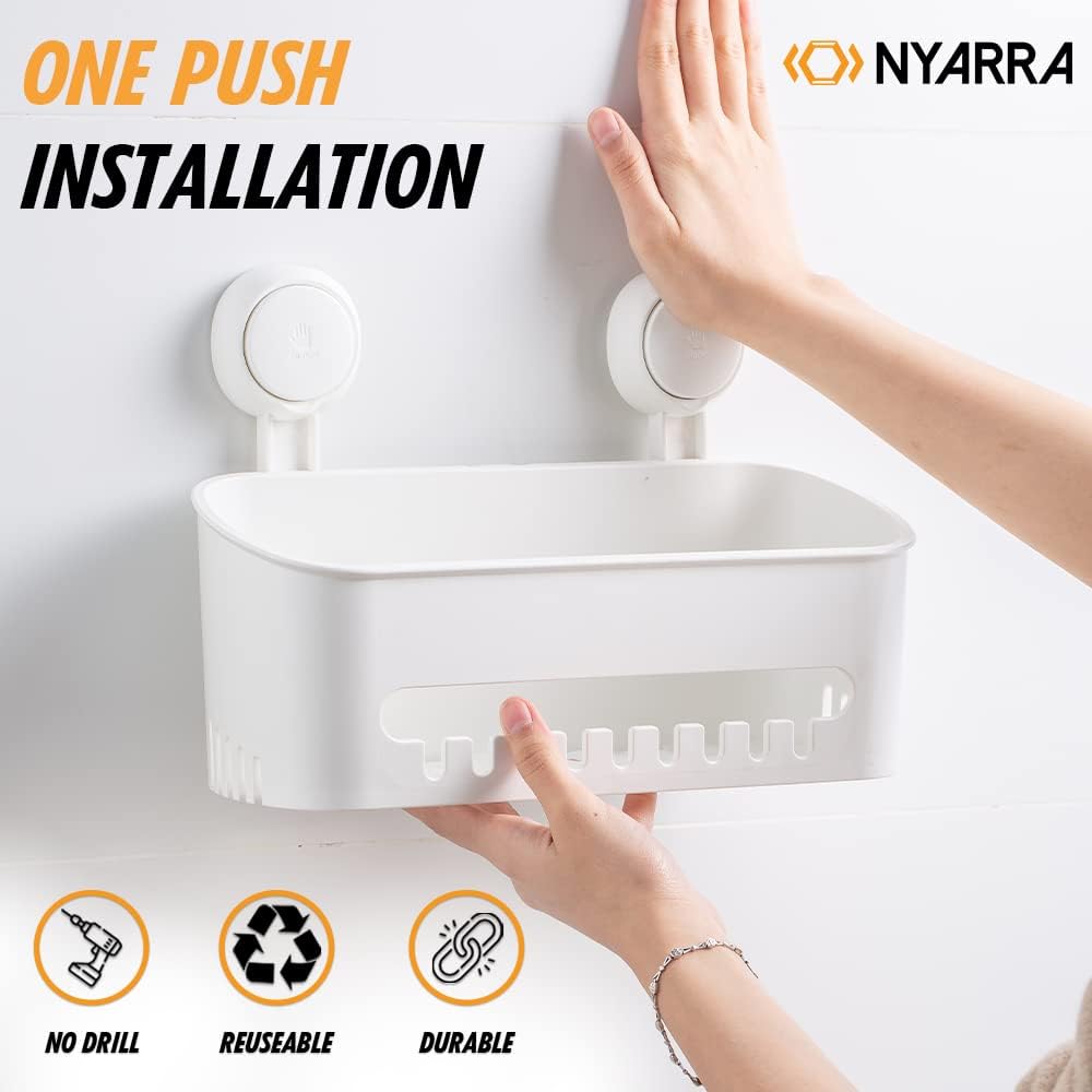 Nyarra Vacuum Suction Shower Caddy for Bathroom Hanging - Drill-Free Installation, Removable, Suction Shelf for Bedroom - Wall M