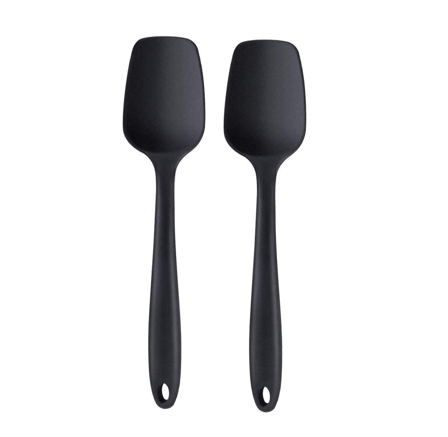Ramkuwar Silicone Spatula Set Flexible Scraper, Turner & Spoon For Cooking, Mixing & Baking Kitchen Utensils  2 Piece (Black)