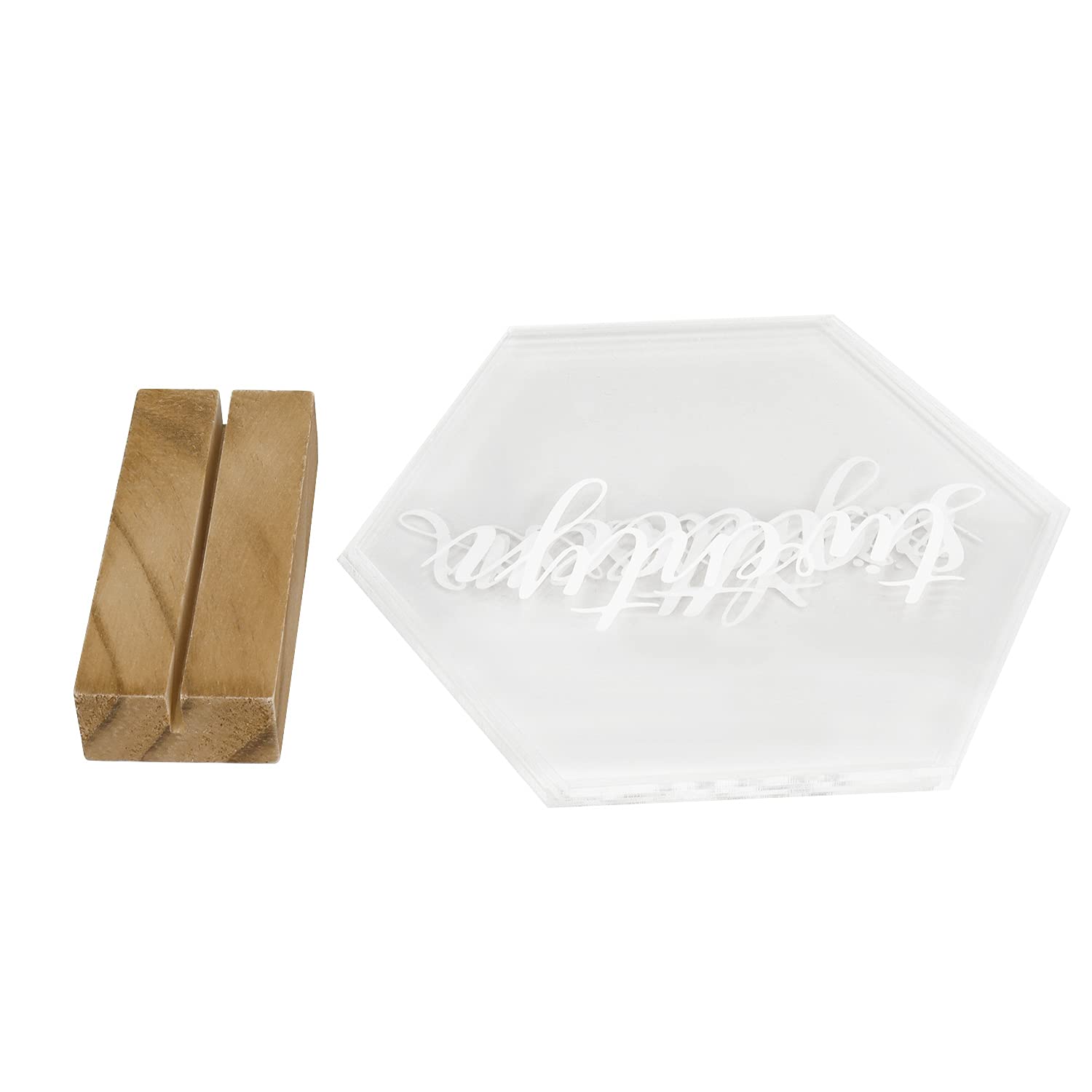 Hanna Roberts Modern Hexagonal Geometric Table Number Acrylic Signs With Wood Stands For Wedding Reception, Restaurant, Event Pa