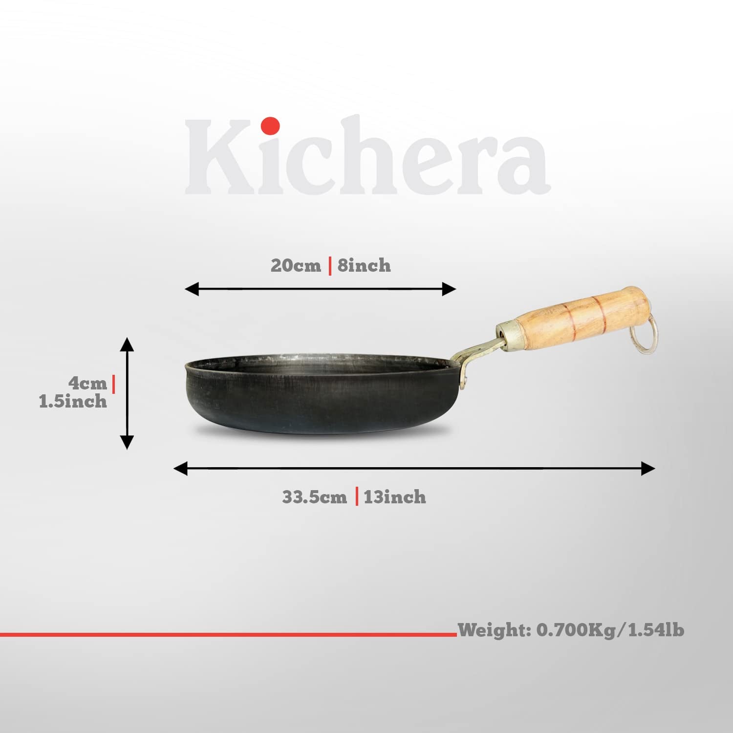 Kichera Iron Fry Pan with Wooden Handle (8 Inch)