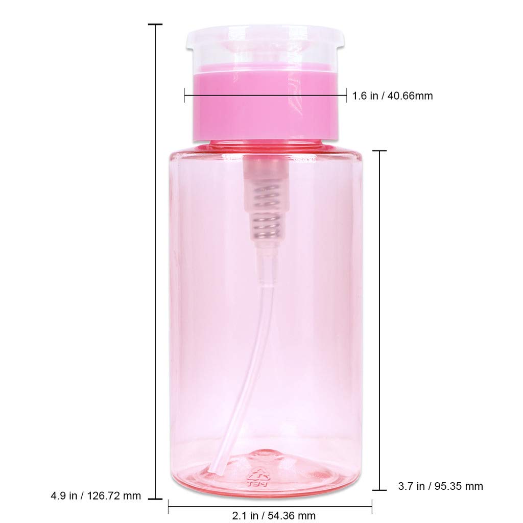 7Oz Push Down Pump Dispenser Flip Top Cap Refillable Empty Bottle - Color: Pink - Lockable Travel Cosmetic Packaging Empty Bottl