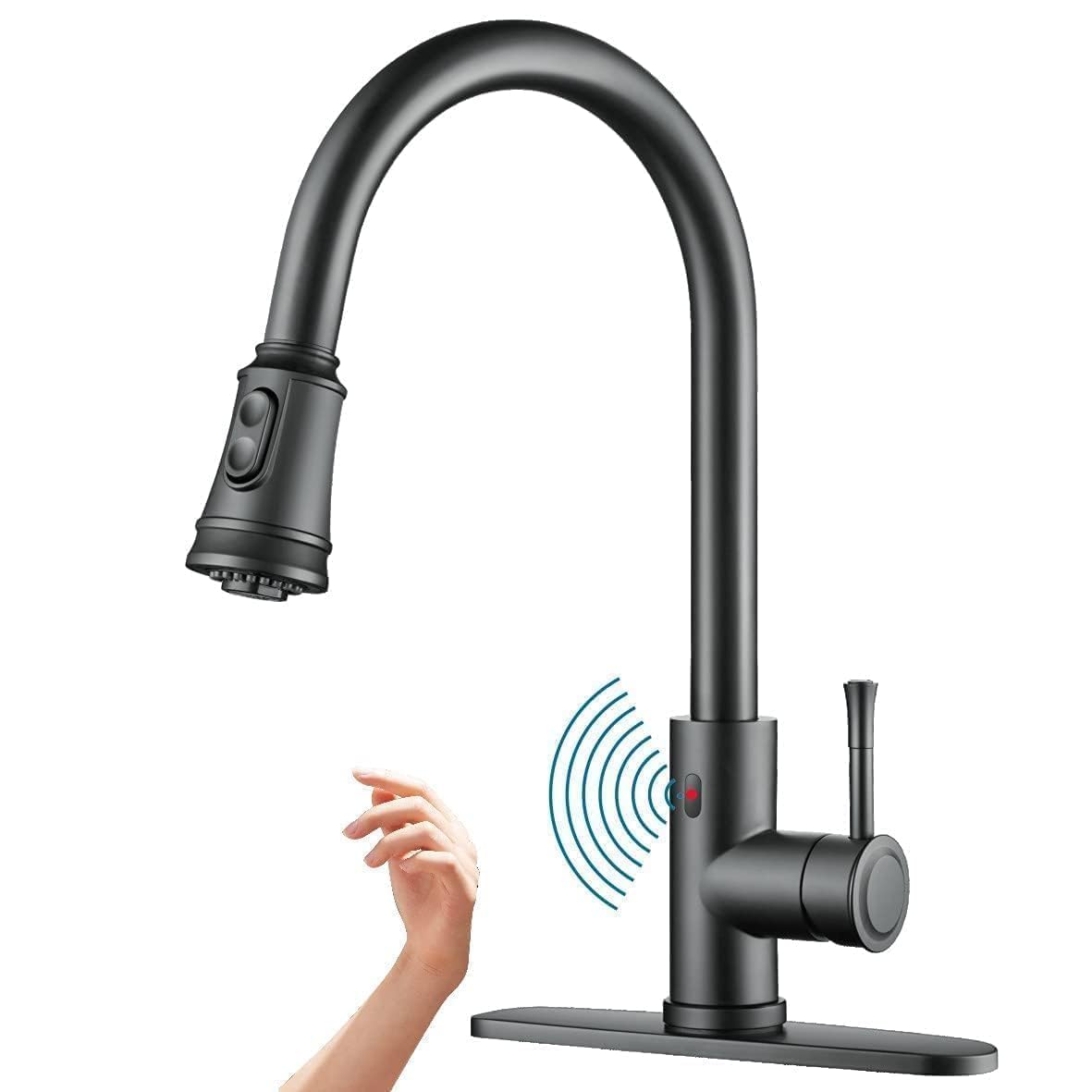 Touchless Kitchen Faucet Automatic Smart Faucet With Pull Down Sprayer Stainless Steel Matte Black Single Handle Motion Sensor A