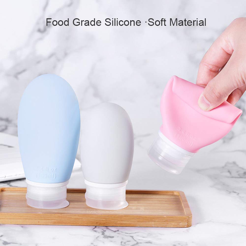 4 Pack 100 Ml Portable Travel Bottles, Leak Proof Refillable Squeezable 3.4 Fl. Oz Silicone Tubes Travel Size Toiletries Contain