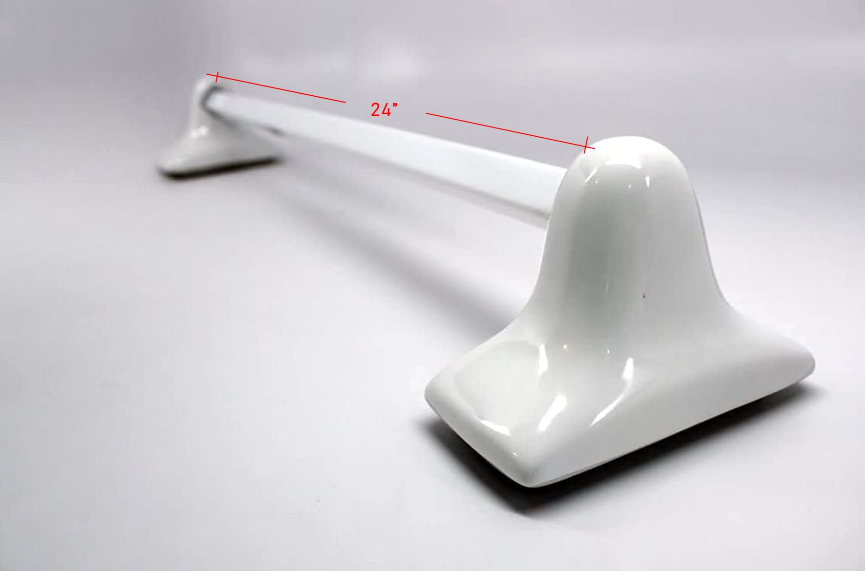 Tenedos White Glazed Ceramic Bathroom Accessory Kit - Not For Flat Surface Installation (Towel Bar)- There Is An Insert That Goe