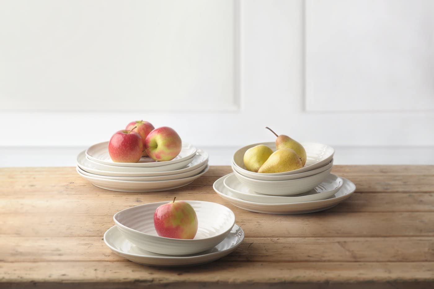 Portmeirion Sophie Conran 12 Piece Coupe Set | Elegant Porcelain Dinnerware Serving Plates | Appetizer, Buffet, Dinner, and Lunc