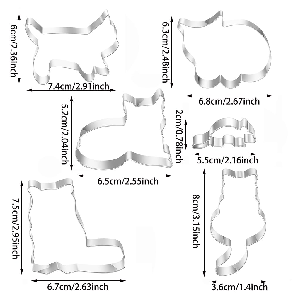 Mrcookie 5Pcs Cat&Mouse Cookie Cutters Set, Stainless Steel Sandwiches Cutter Shapes Biscuit Mold Cookie Cutter For Kids, Sturdy