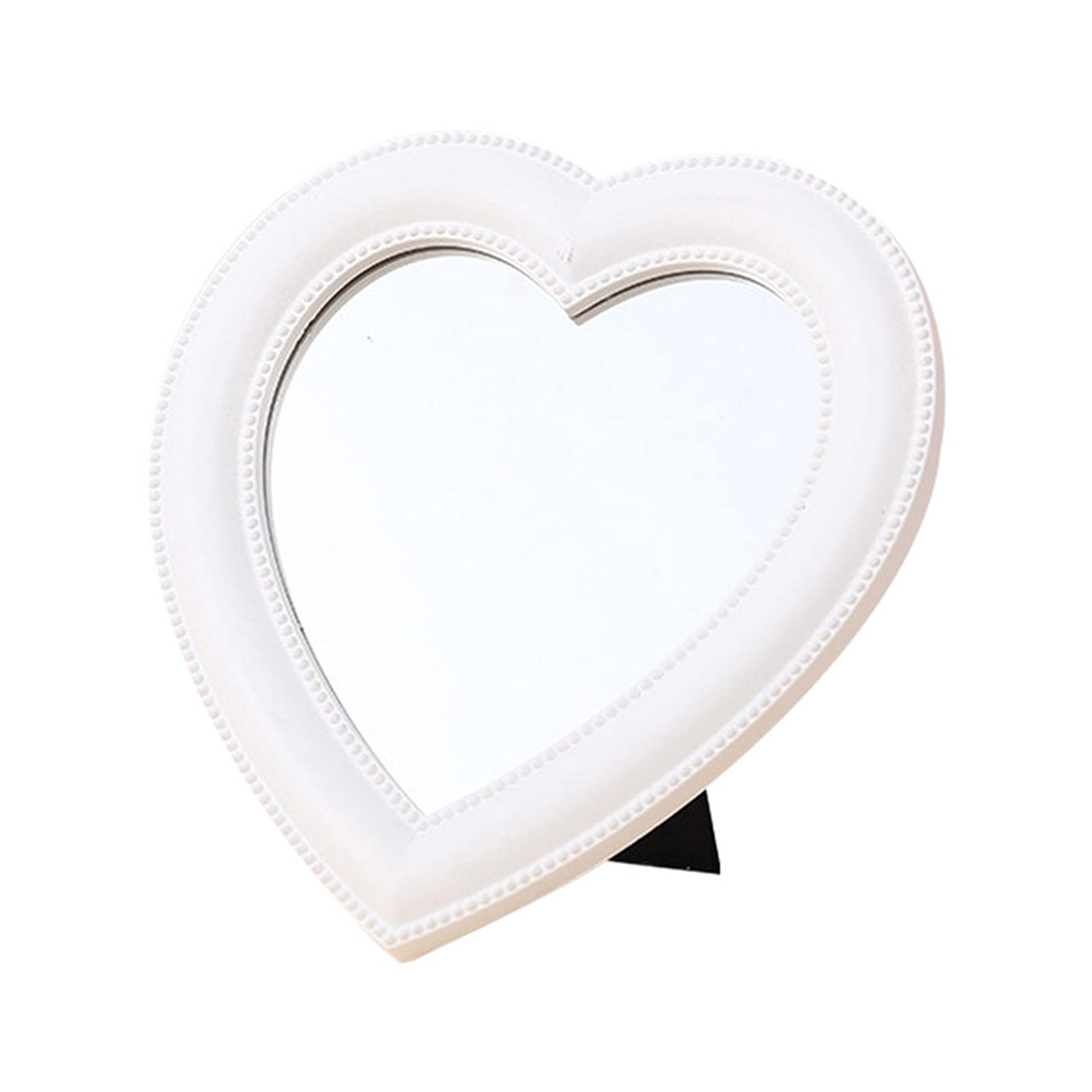 Binaryabc Heart Makeup Mirror Cosmetic Mirror Wall Desktop Mirror Bedroom Mirror,Valentines Day Gift(White)