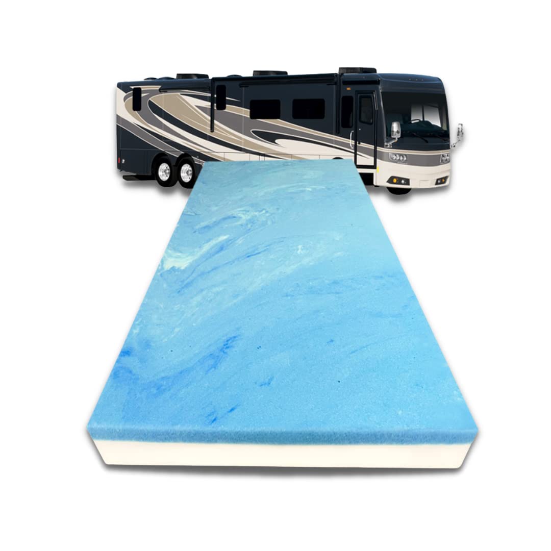 Foamrush 4-Inch Bunk (28'' X 75'') Cooling Gel Memory Foam Rv Mattress Replacement, Medium Firm, Comfort, Pressure Relief Suppor