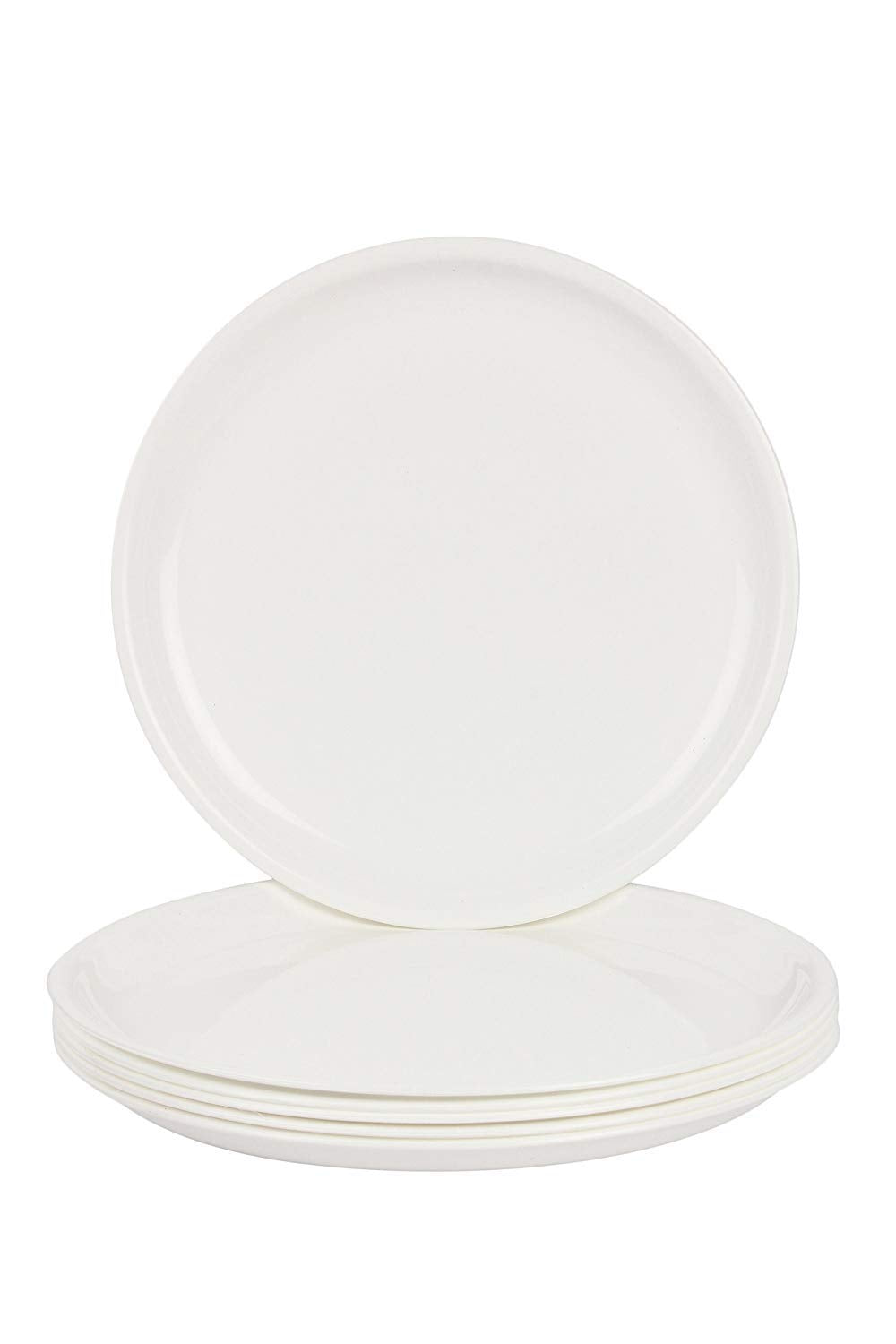 Everbuy Microwave Safe & Unbreakable Round Full Plates (White, Set Of -12)
