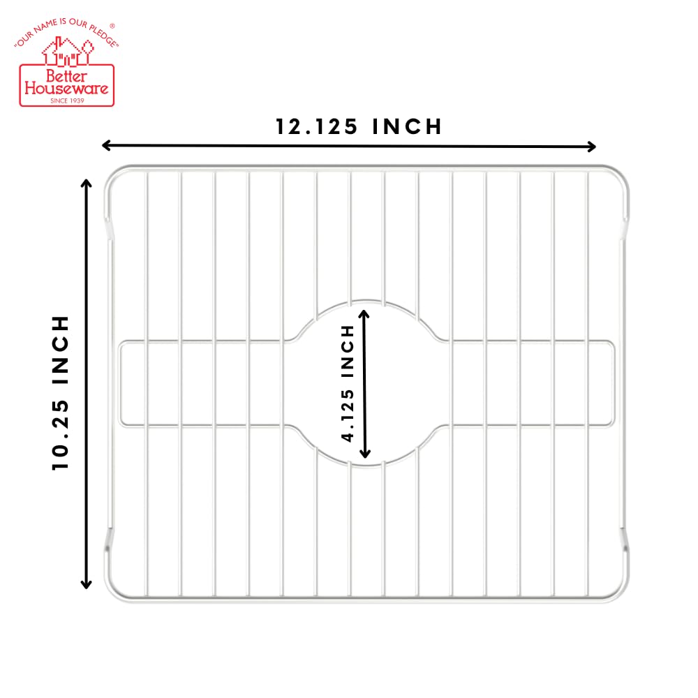 Better Houseware Small White Sink Protector, 12 x 10.25 x 1 inches, Model 1485/W, Durable Design for Kitchen & Home Use