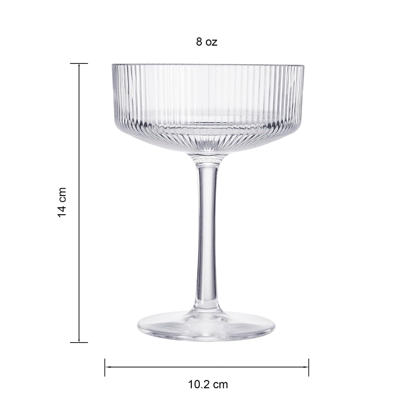 Barcelona Acrylic Champagne Coupe Cocktail Glassware, Set of 4