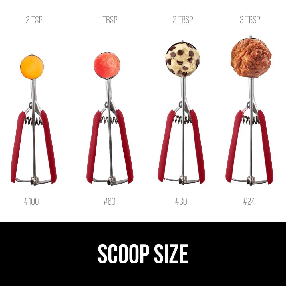 Gorilla Grip Stainless Steel Multipurpose Bpa-Free Spring Scoop, 3 Tbsp, Melon Ballers, Cookie Dough Scoops, Perfect Portion Siz