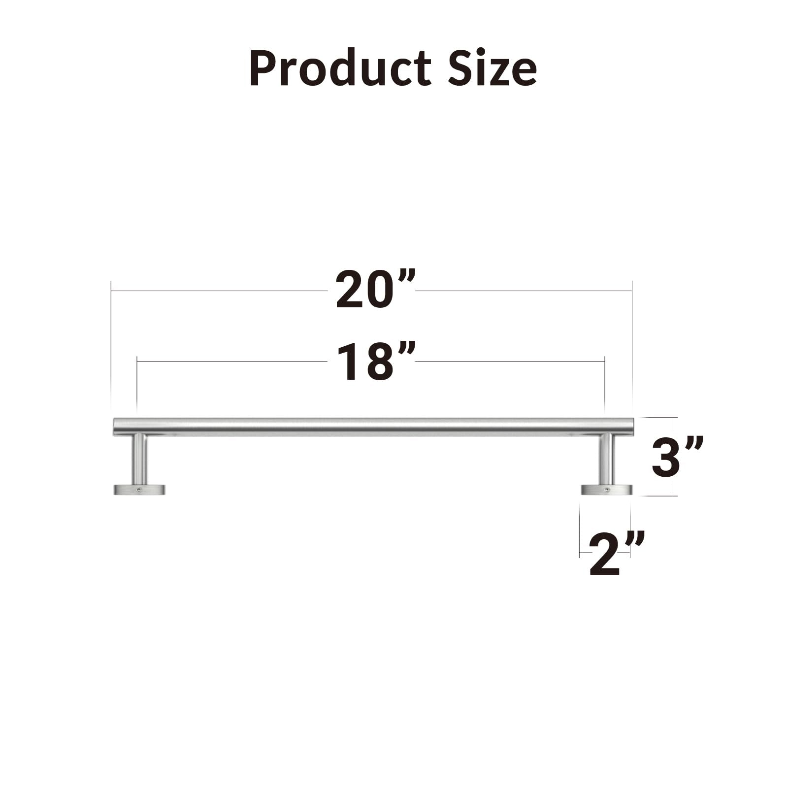 Luxbaro 18 Inch Brushed Nickel Towel Bar, Thicken Towel Rack For Bathroom Wall Mounted, Sus304 Stainless Steel Towel Rod, Modern