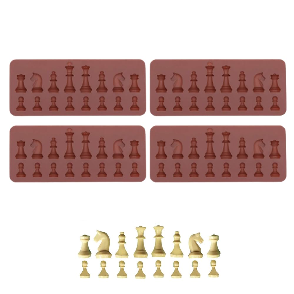 Tnfeeon 4Pcs Chocolate Silicone Chess Shape Silicone Chocolate Cake Chess Chocolate Diy Chocolate Ice Tray