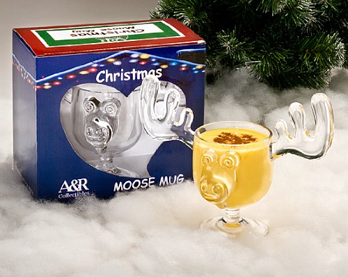 A&R Collectibles Christmas Eggnog Moose Mugs - Gift Boxed Set Of 2 - Acrylic Safer Than Glass 8 Oz.