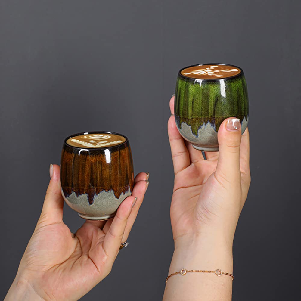 Fljzczm Espresso Cups Ceramic Cup Espresso Coffee Cup Small Tea Cups Tasting Cups Ceramic Mate Cup (2 X 3Oz, Brown)