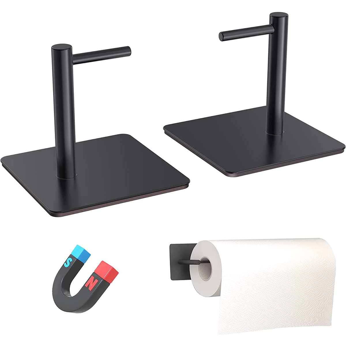 Thipoten Magnetic Paper Towel Holder, Strong Magnetic Hooks/Rack For Kitchen, Work Benches, Storage Closets, Grill, Garage (Blac