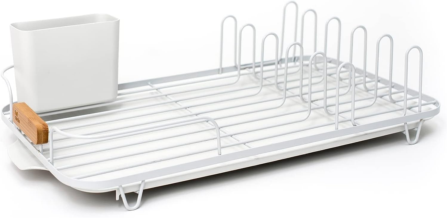 Full Circle Dish Jockey Dish Drying Rack - Space Saving Drying Rack For Kitchen Counter - Stainless Steel And Recycled Plastic D